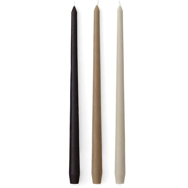 Spire Smooth Tapered Candle, H38, Ivory, Set of 6