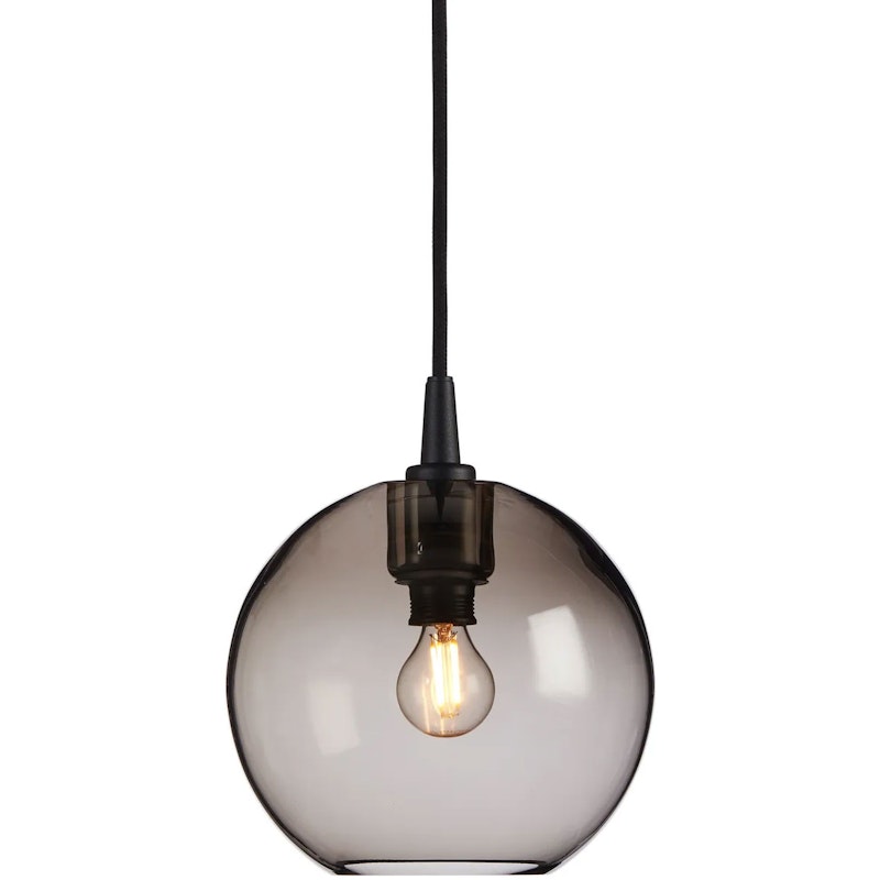 Gloria Pendant 190 mm, Black / Smoke coloured Glass