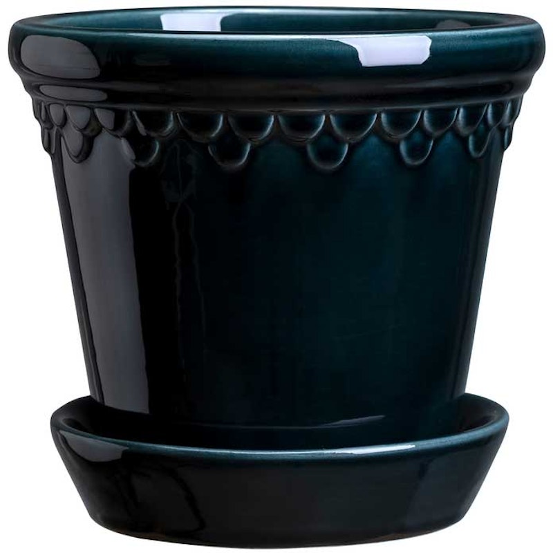 Copenhagen Pot With Saucer 25 cm, Petroleum Blue