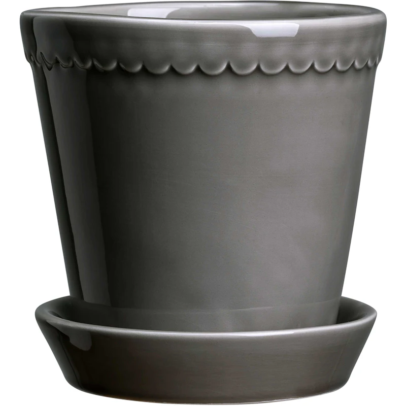 Helena Pot With Saucer 18 cm, Pearl Grey