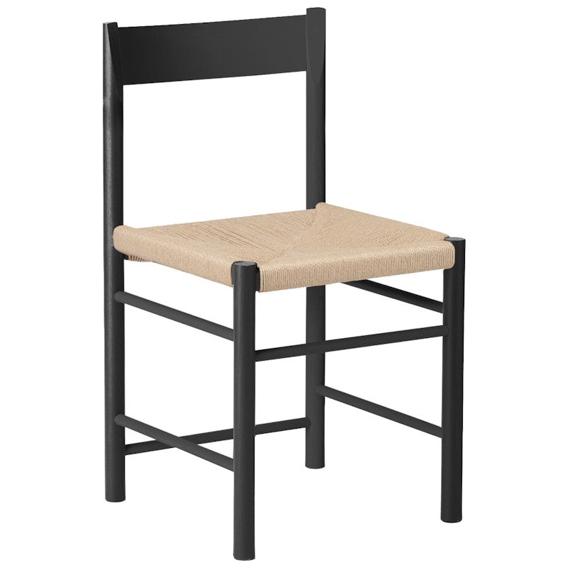 F Chair, Black Lacquered Ash / Neutral Paper Cord