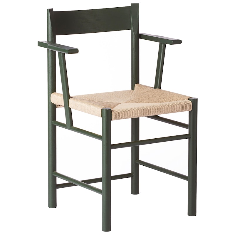 F Armchair, Green Lacquered Ash / Neutral Paper Cord