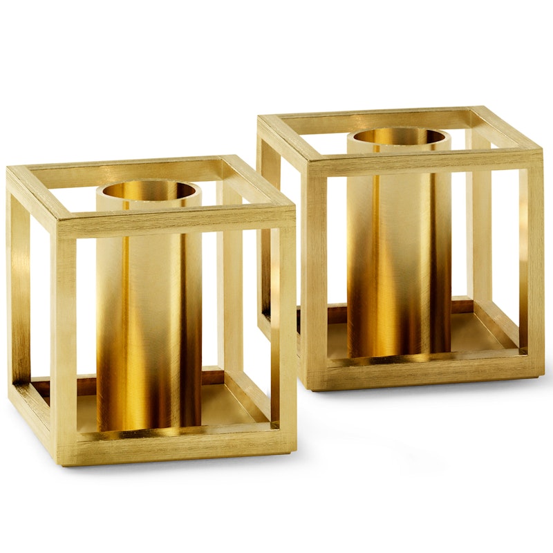 Kubus Micro Candle Holder 2-pack, Gold Plated