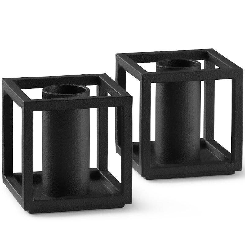 Kubus Micro Candle Holder 2-pack, Black