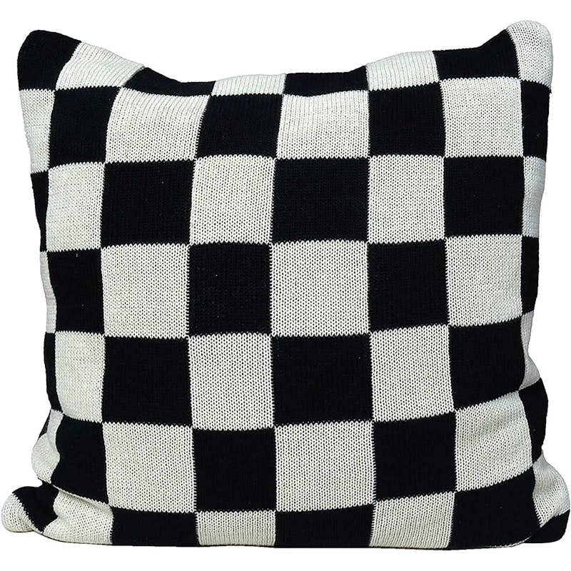 Knitted Check Cushion Cover 50x50 cm, Black