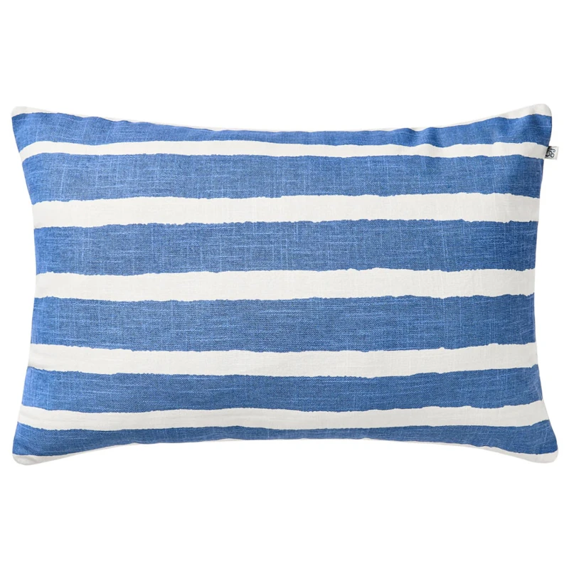 Block Stripe Outdoor Cushion 40x60 cm, Off-white / Riviera Blue