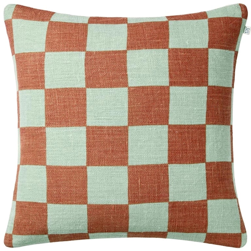 Buffalo Check Cushion Cover 50x50 cm, Aqua / Apricot Orange