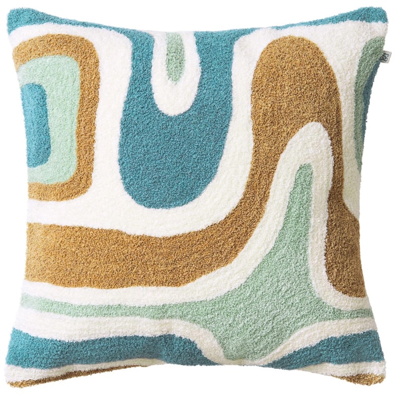 Godavari Cushion Cover Bouclé 50x50 cm, Aqua / Sand
