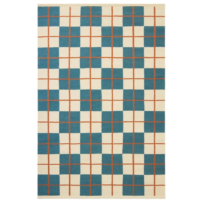 Haveli Wool Rug 180x270 cm, Heaven Blue / Rust