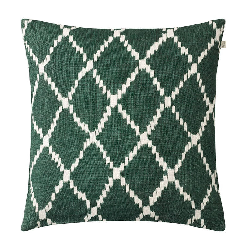 Ikat Kerela Cushion Cover 50x50 cm, Green/White