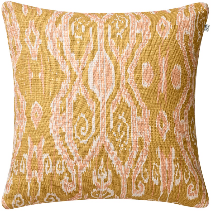 Ikat Madras Cushion Cover 50x50 cm, Spicy Yellow / Rose