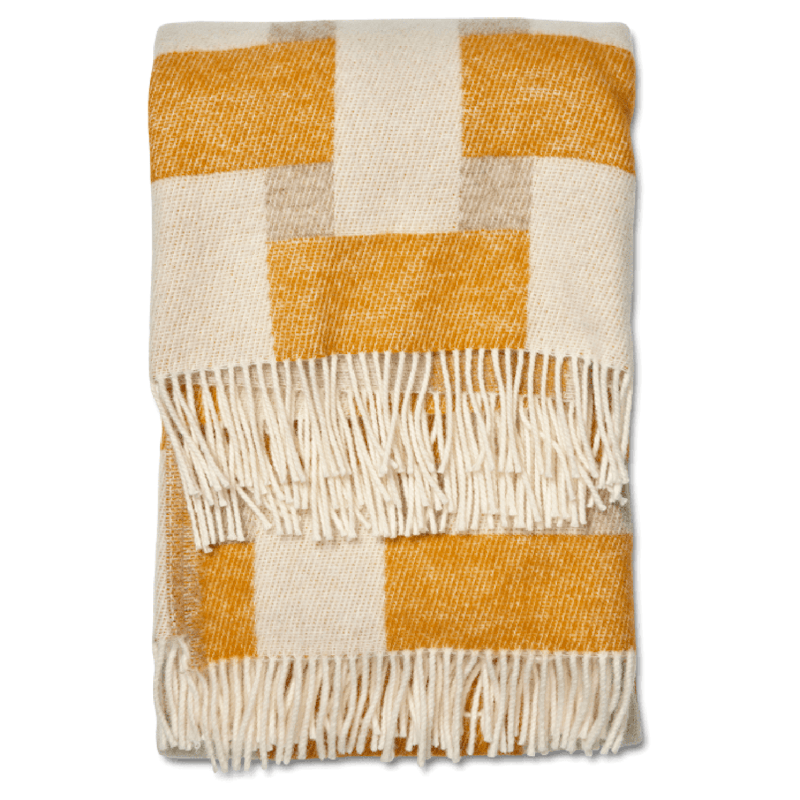 Weave Wool Plaid 130x180 cm, White / Beige / Yellow