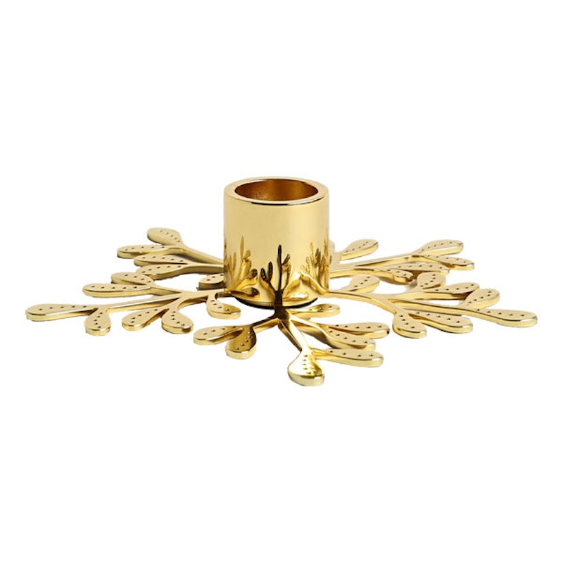 Mistletoe Candle Holder Brass Coated 3x13,5 cm