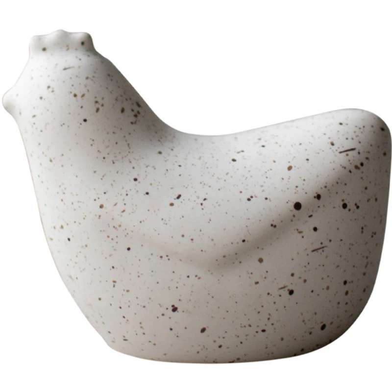 Mini Hens Decoration, White Dot