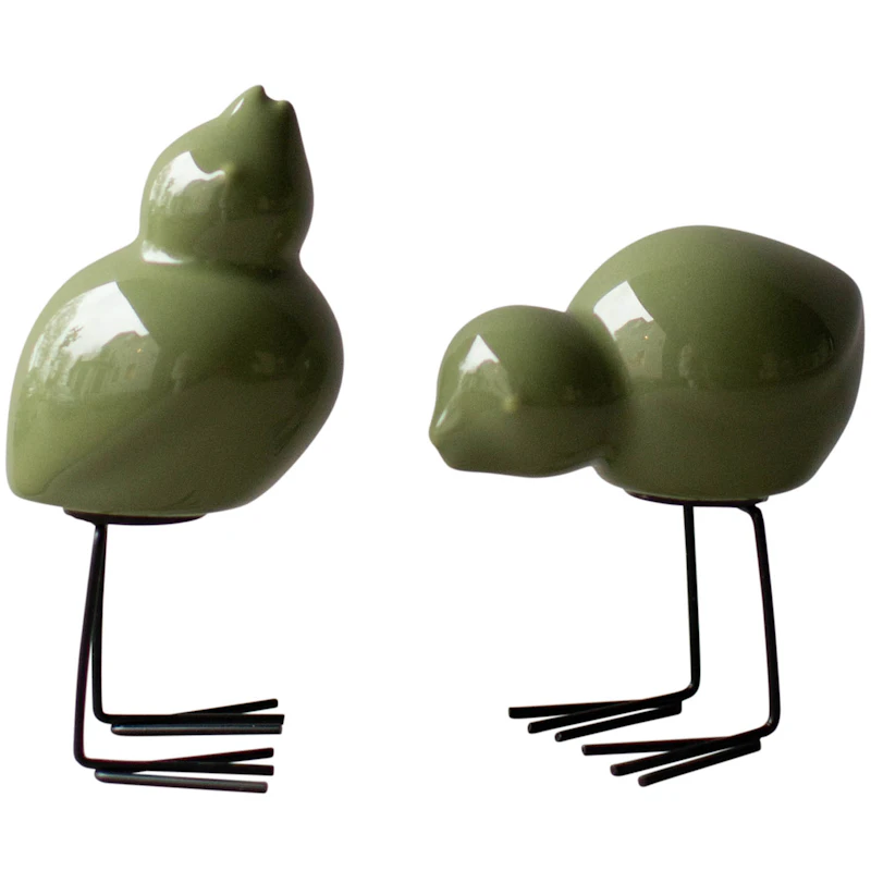 Swedish Bird Decoration 2-pack, Shiny Green