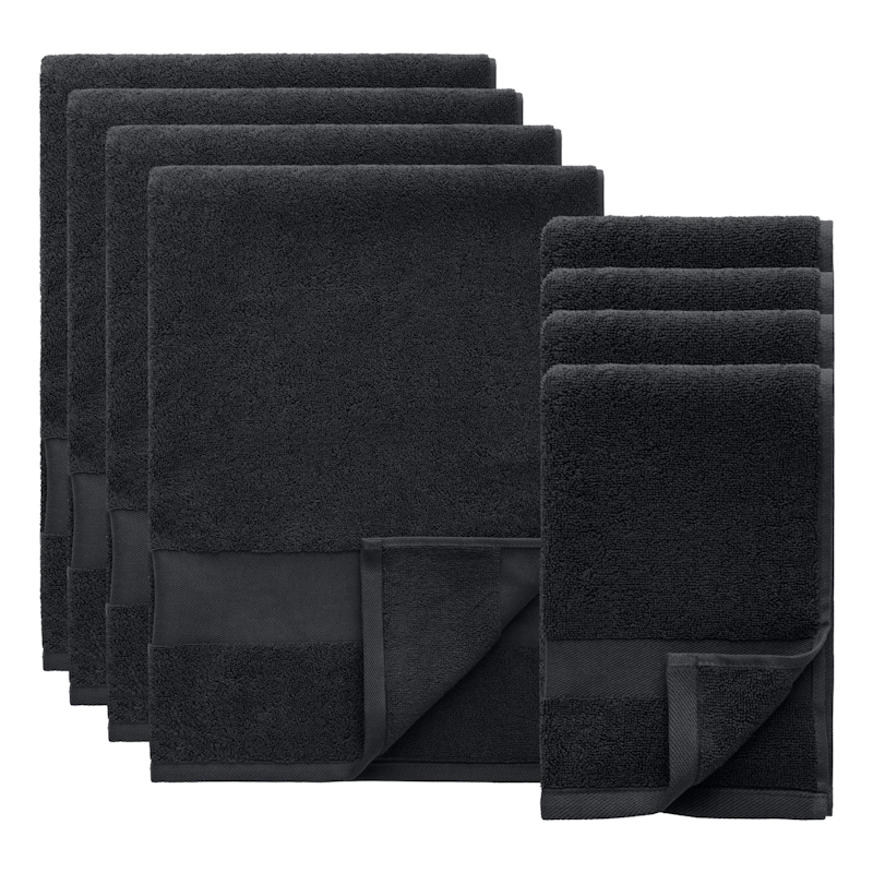 Alva Towel Set 50x70 + 70x140 cm 8-pack, Dark Blue