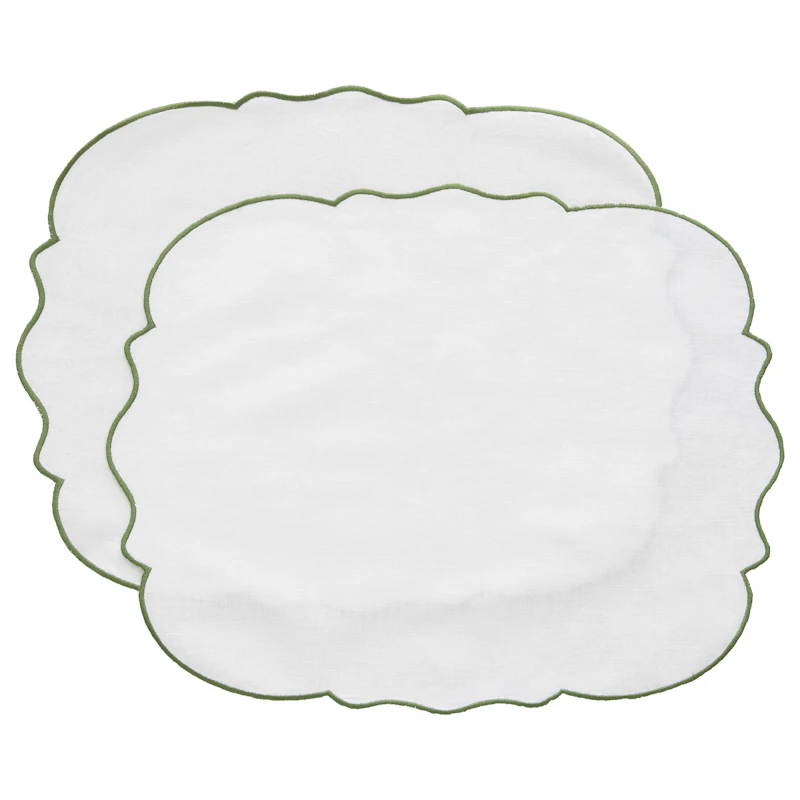 Gia Placemat 35x45 cm 2-pack, White / Green
