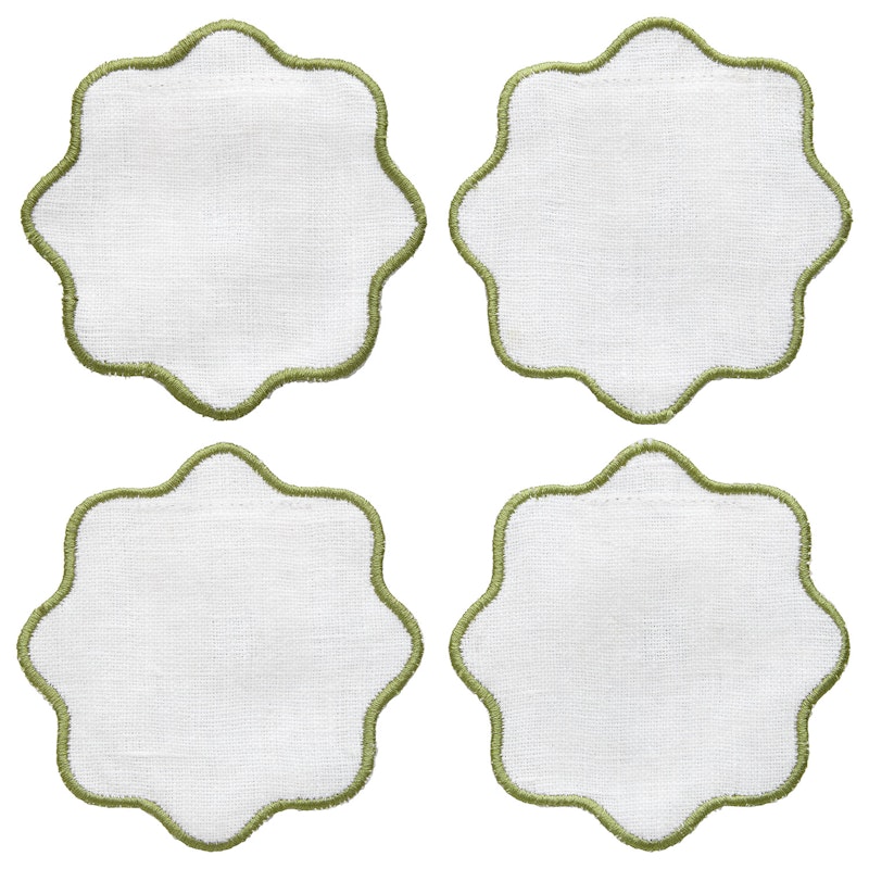 La Tavola Coaster 10x10 cm, White / Green