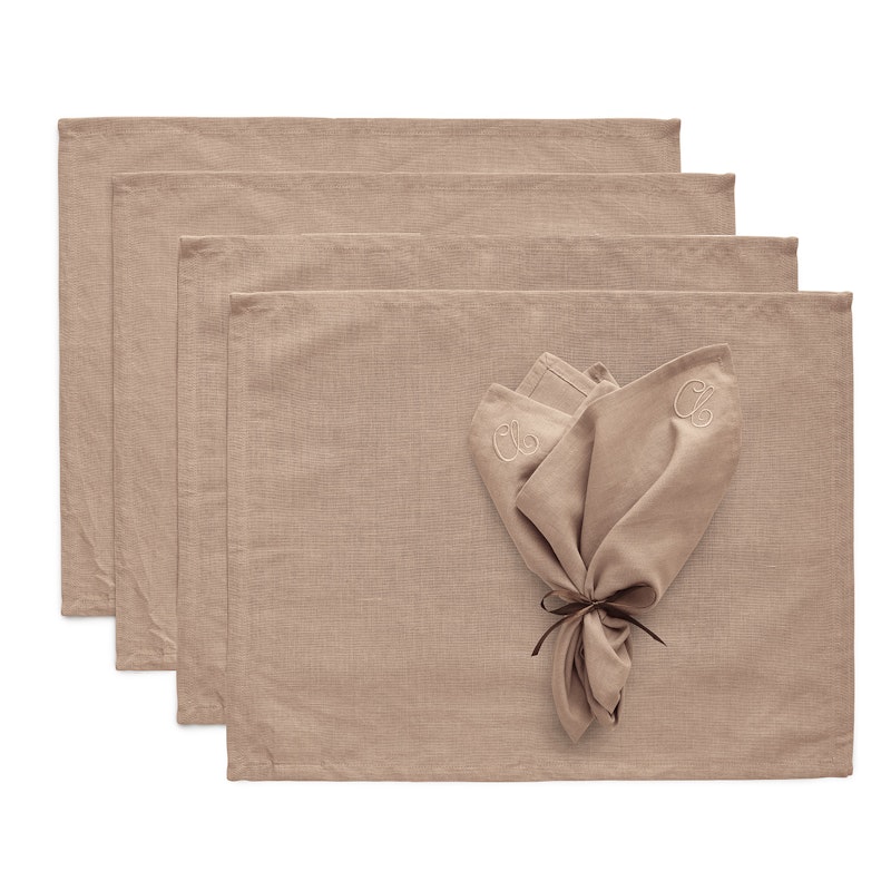 Sienna Textile Set 4 Placemats + 4 Napkins, Taupe