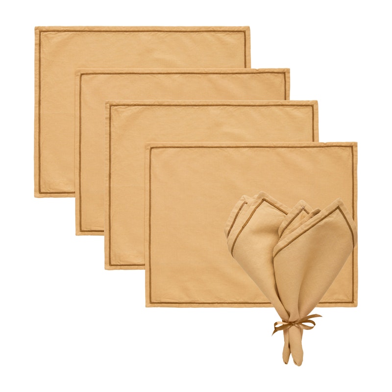 Sienna Textile Set 4 Placemats + 4 Napkins, Sand