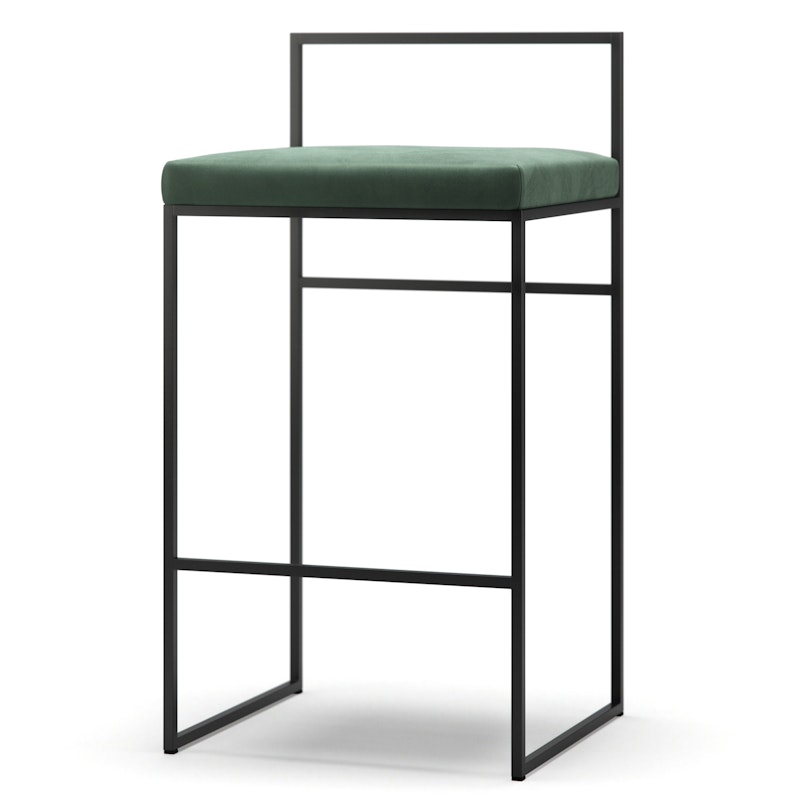 Bar Stool With Backrest 80 cm, Black / Green Velvet