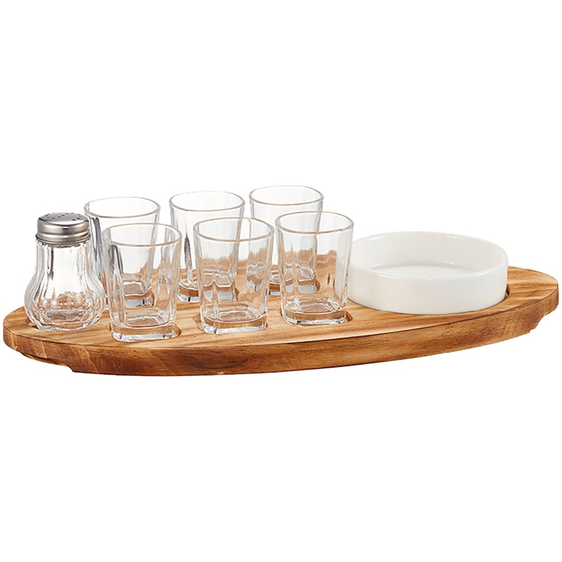 Shonta Shot Tray 6 Glass Saltar Bowl 9 Parts