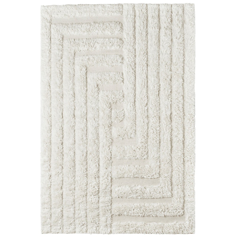Shaggy Labyrinth Wool Rug 300x400 cm, White
