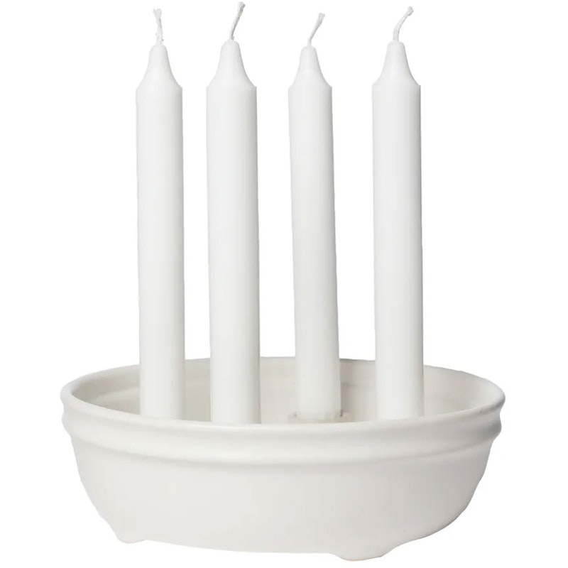 Candle Holder 6x22 cm, White Glaze