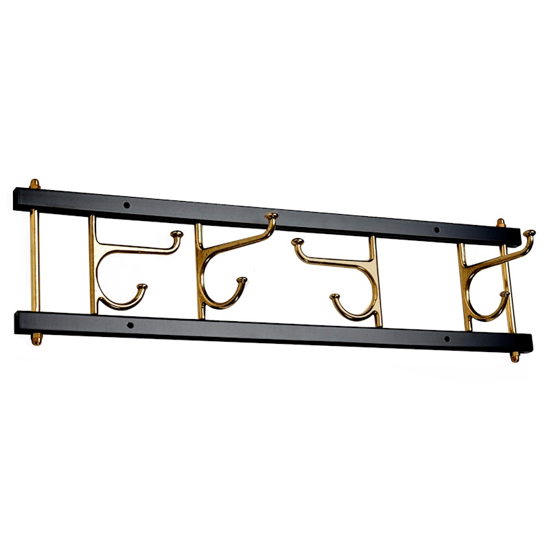 Decorative Hook Rail Maxi 4, Black / Brass