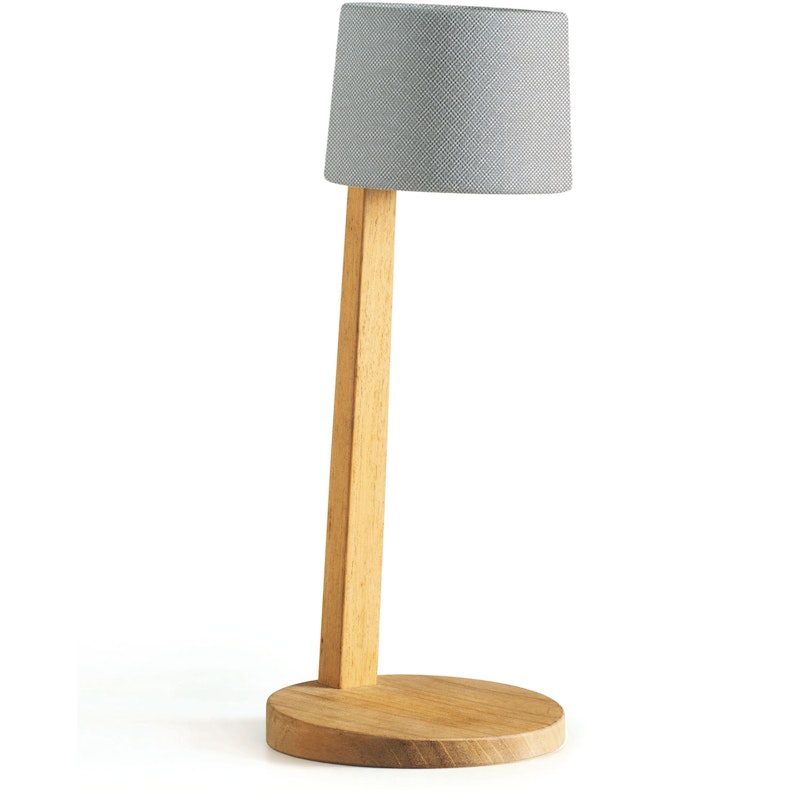 Gaia Table Lamp Portable Teak, Rubelli Argento