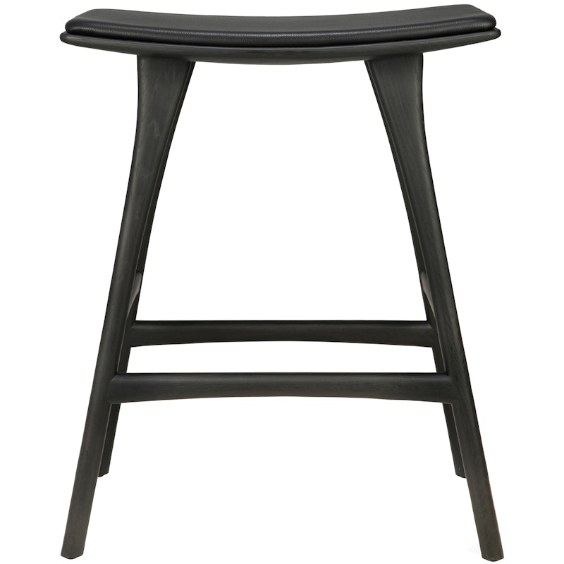 Osso Bar Stool, Black Stained Oak / Black Leather