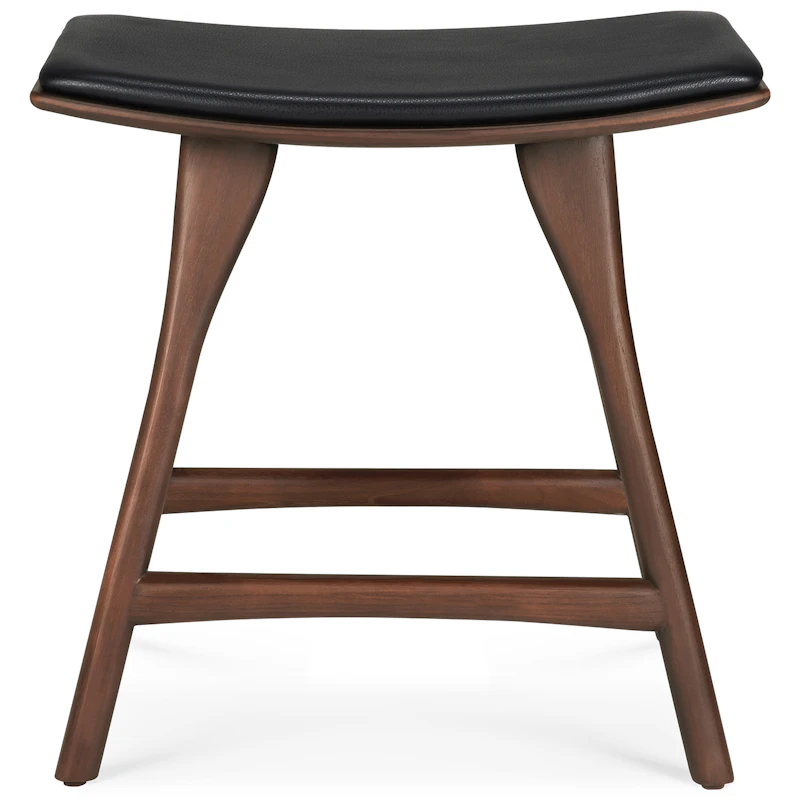 Osso Stool, Teak / Black Leather