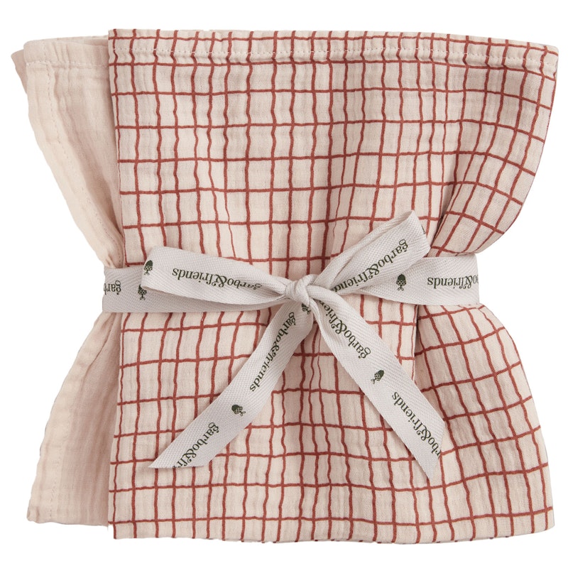 Checks Rust Muslin Blankets 2-pack, 60x60 cm