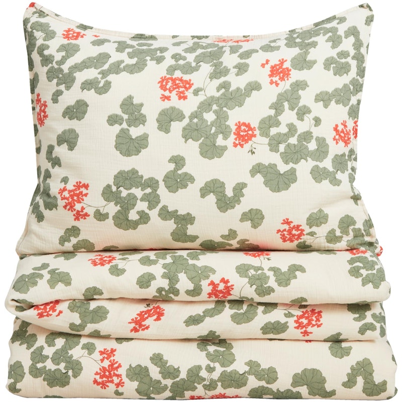 Pelargonium Muslin Bed Set, 150x210 + 50x60 cm