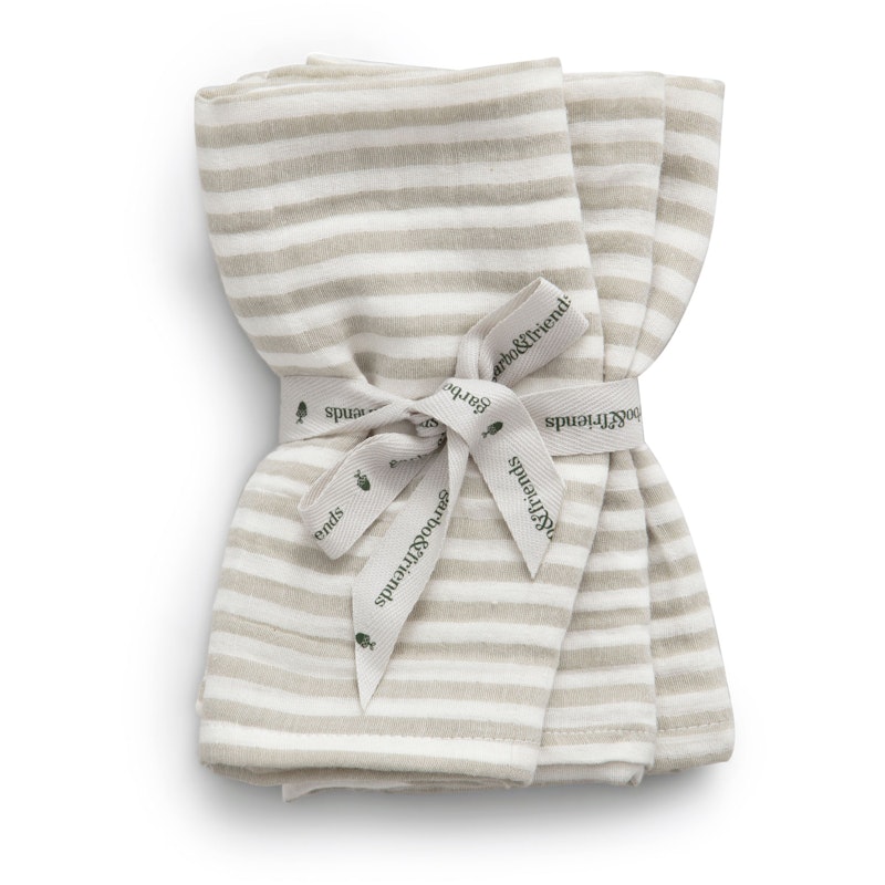 Stripe Anjou Burp Cloths Muslin 40x40 cm, 3-pack