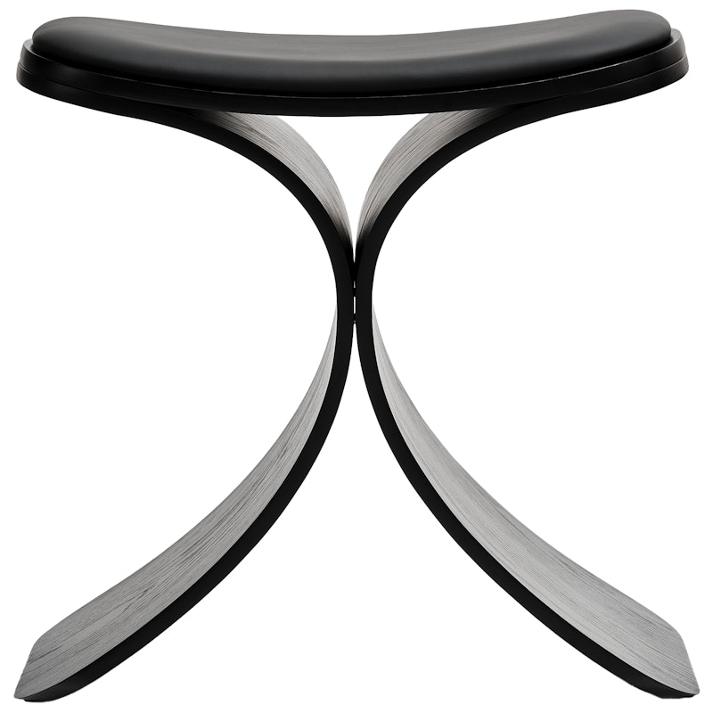 Luno Stool, Black Oak / Black Leather