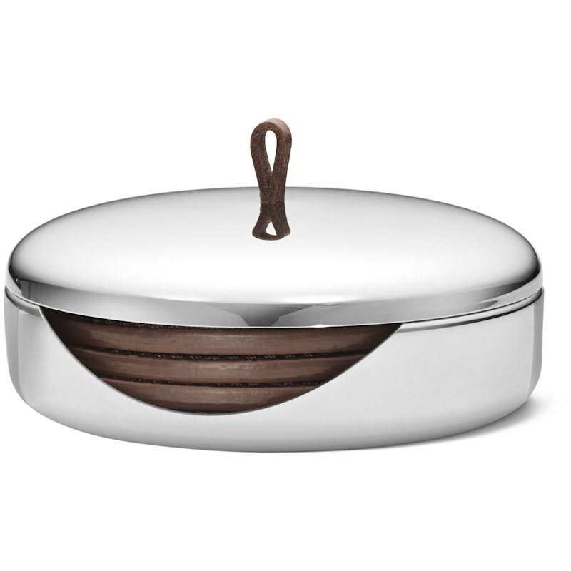 Sky Coasters 4 Pieces, Leather / Stainless Steel