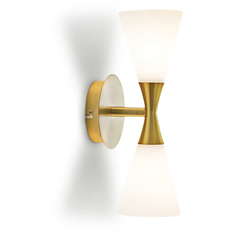 Harlekin Duo Wall Lamp, Brass/White