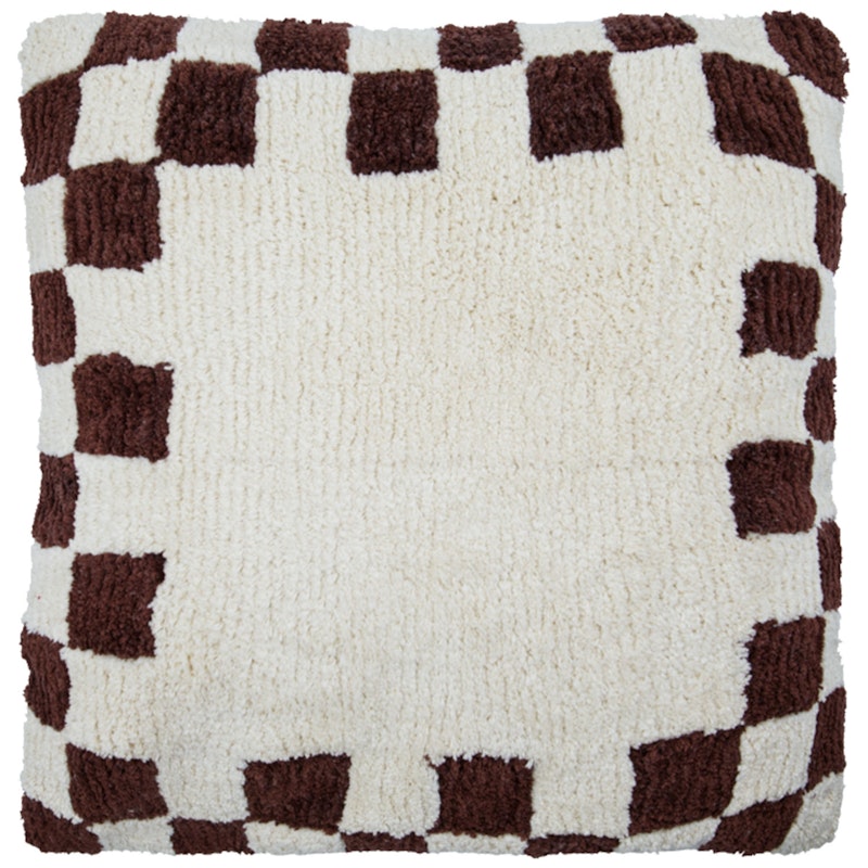 Chess Cushion Cover 50x50 cm, Brown/Off-white