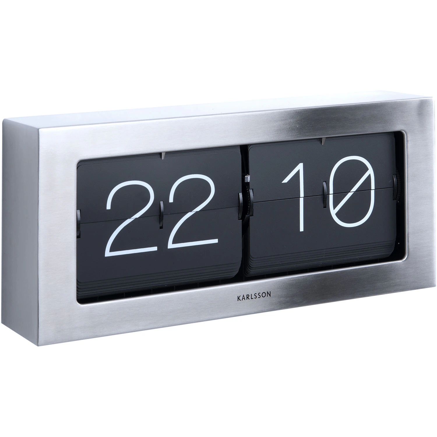 Boxed Flip XL Wall/Table Clock, Brushed Steel | RoyalDesign