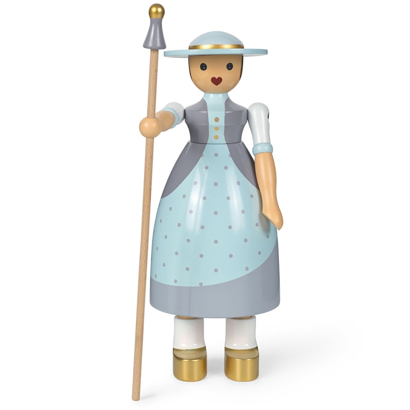 Shepherdess Wooden Figurine, Light Blue