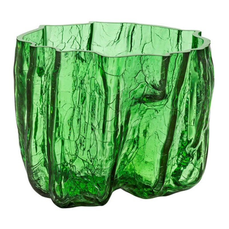 Crackle Vase Green, 17.5 cm