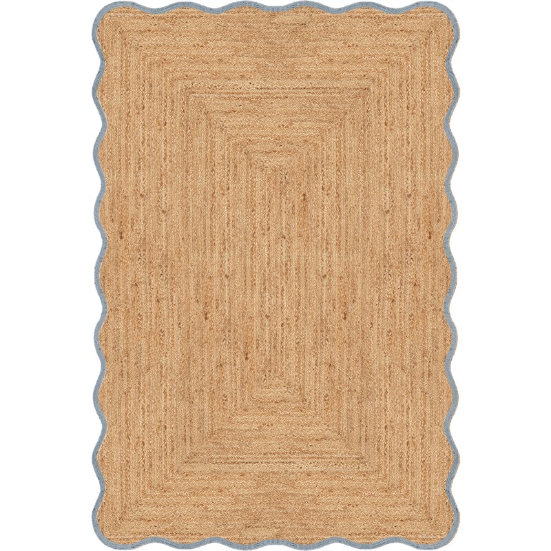 Scallop Jute Rug 140x200 cm, Misty Blue