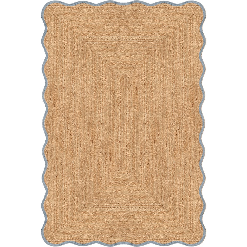 Scallop Jute Rug 200x300 cm, Misty Blue