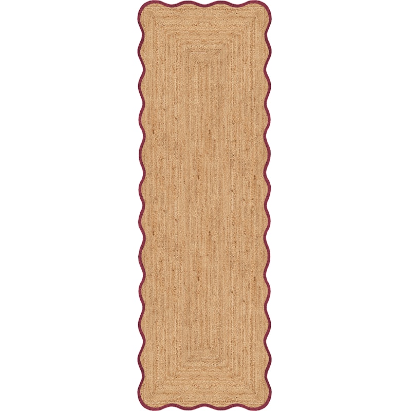 Scallop Jute Rug 75x200 cm, Burgundy