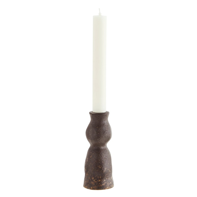 Candlestick Stoneware 14,5 cm, Dark Brown