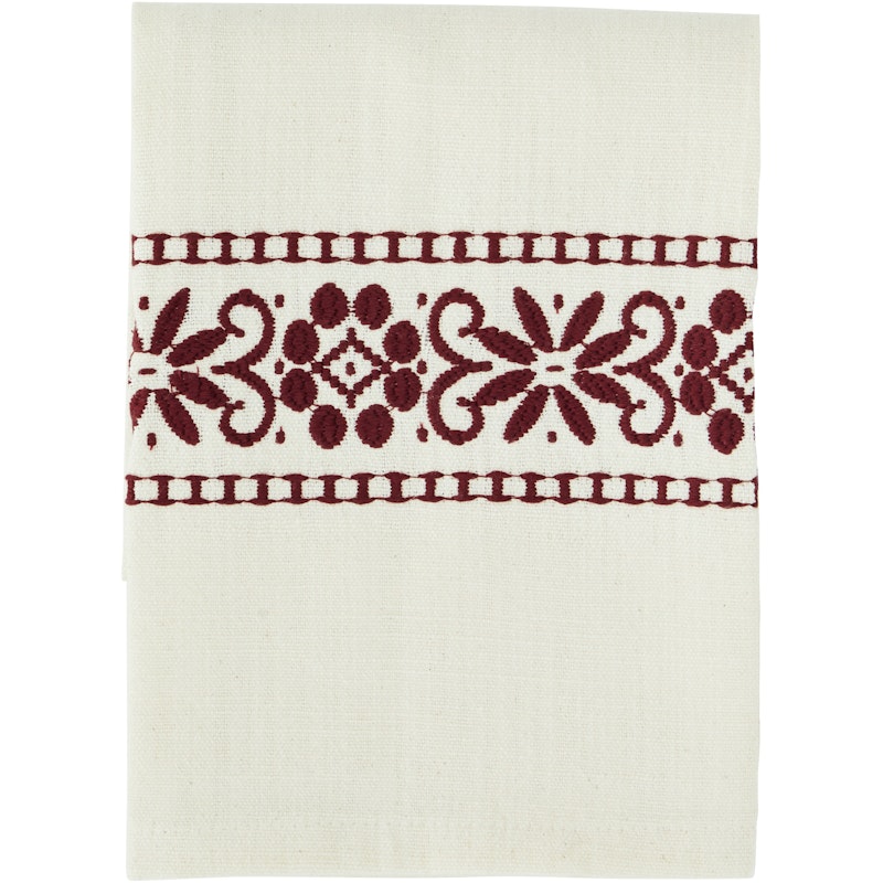 Kitchen Towel Embroidered 45x70 cm, Off-white / Red