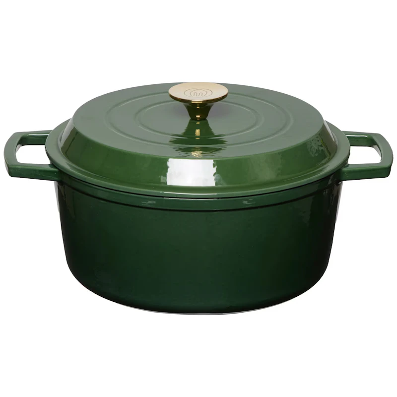 Cast Iron Pot 5 L, Glossy Green