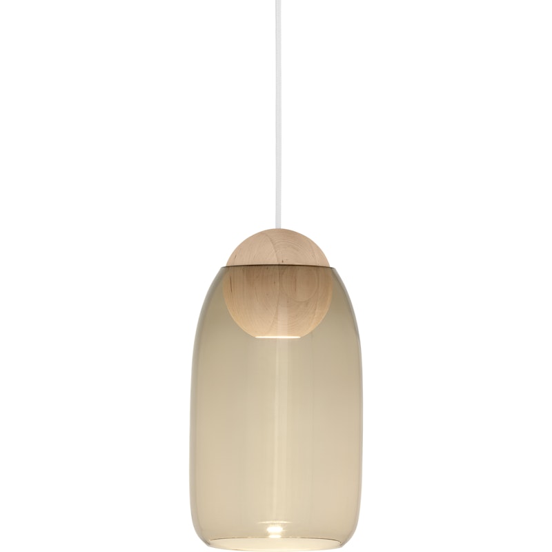 Liuku Ball Pendant, Matt Lacquered Linden Wood / Smoked Glass