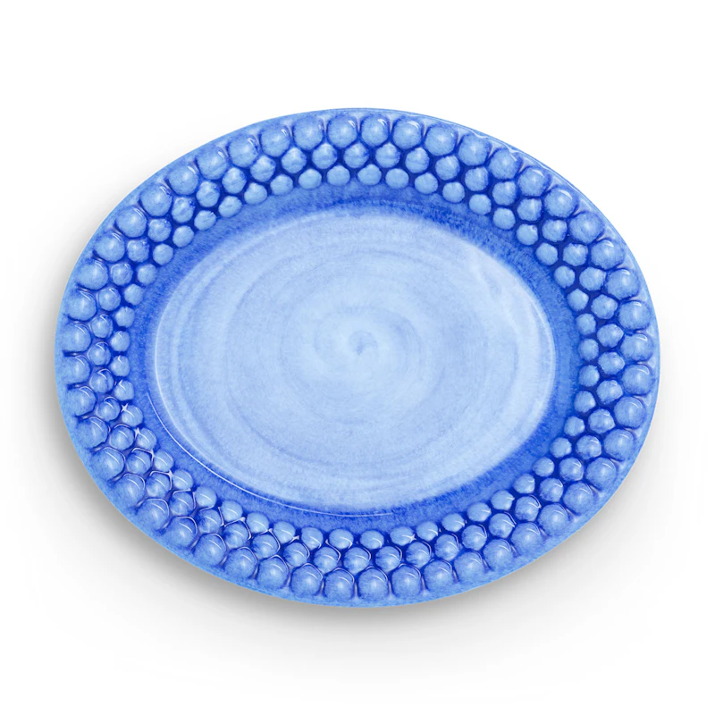 Bubbles Oval Plate 20 cm, Light Blue